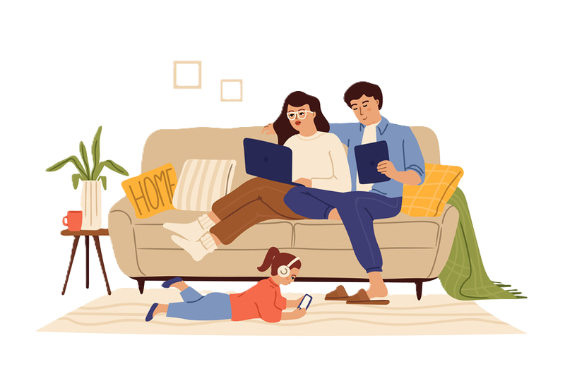 Família conectada com J.A. Net